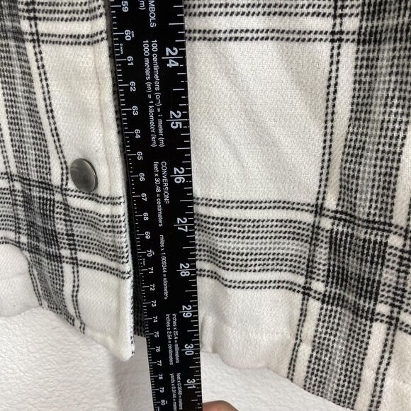 HFX Jacket Women's Medium White Black Plaid Button Up Flannel Shirt Shacket - Picture 7 of 15